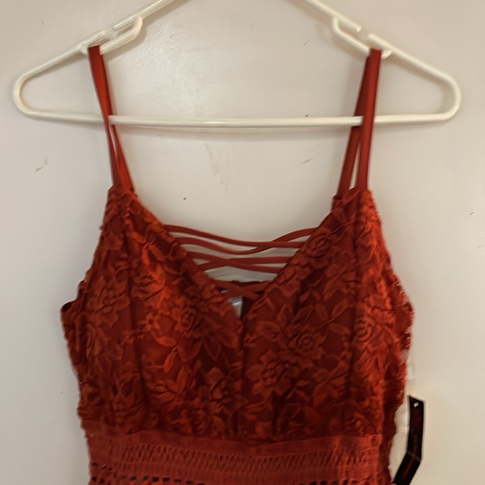 No Boundaries Rust Walk Thru Dress Lg 11-13 NWT - Picture 2 of 8